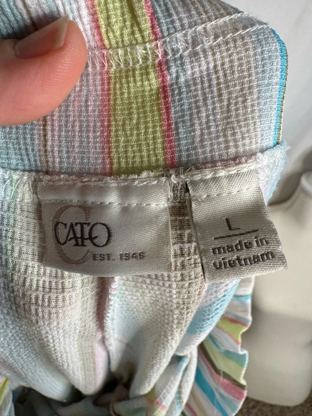 Cato Striped Paperbag Waist Shorts Women’s Large Pastel Textured High Rise